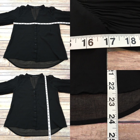 SOLD Sz Small Zara Sheer V-Neck Long Sleeve Blouse - Picture 2 of 8